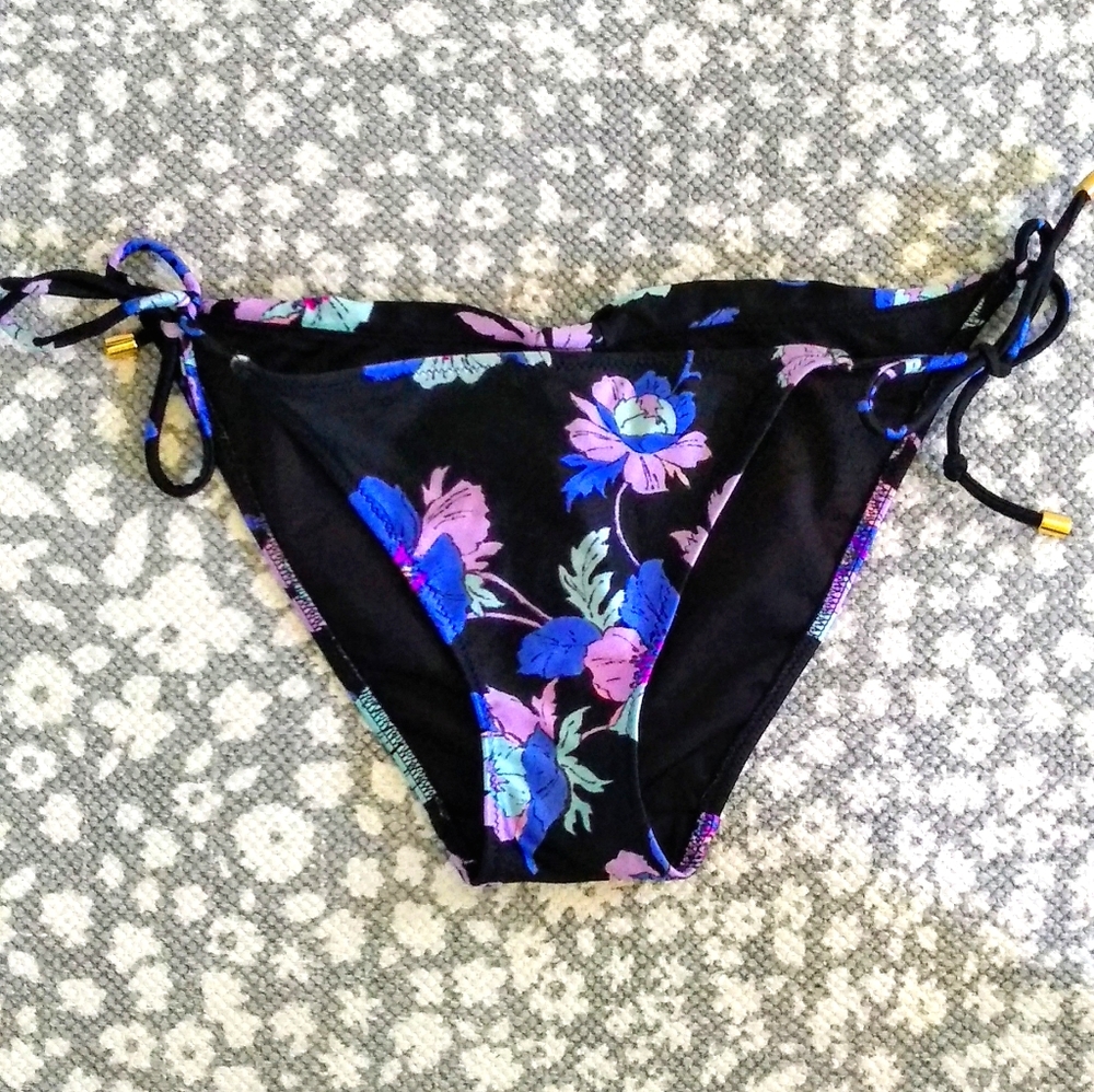 Victoria's Secret | swim black floral tie bottoms
